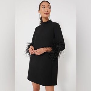 New Tuckernuck Ellie Mini Dress Black Feather Ling Sleeve Medium